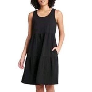 Frye Womens Black Tiered Ruffle‎ Classic Stretch Minimalist Tank Dress XXL